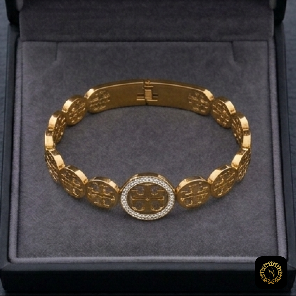 Medallion Bracelet with Crystal Halo