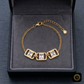 Emerald-Cut Crystal Gold Link Bracelet
