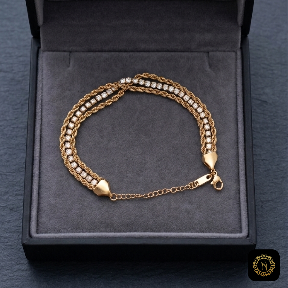 Luxe Layered Gold Rope Crystal Bracelet