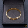 Greek Gold Bangle Bracelet with Pave Crystal