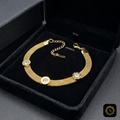 Luxury Gold Mesh Bracelet with Roman Numeral Crystal Medallions
