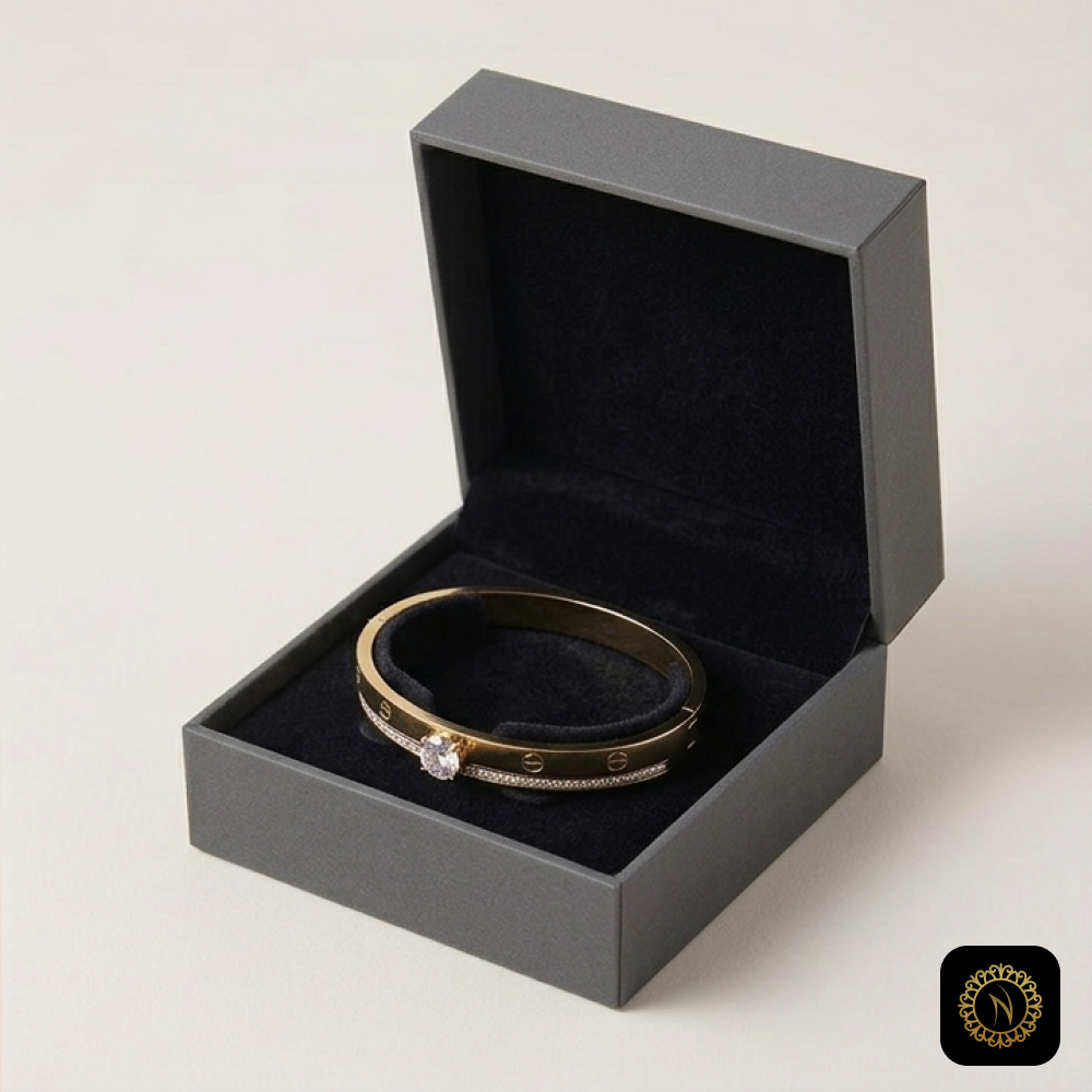 Crystal Gold Bracelet with Screw Motif