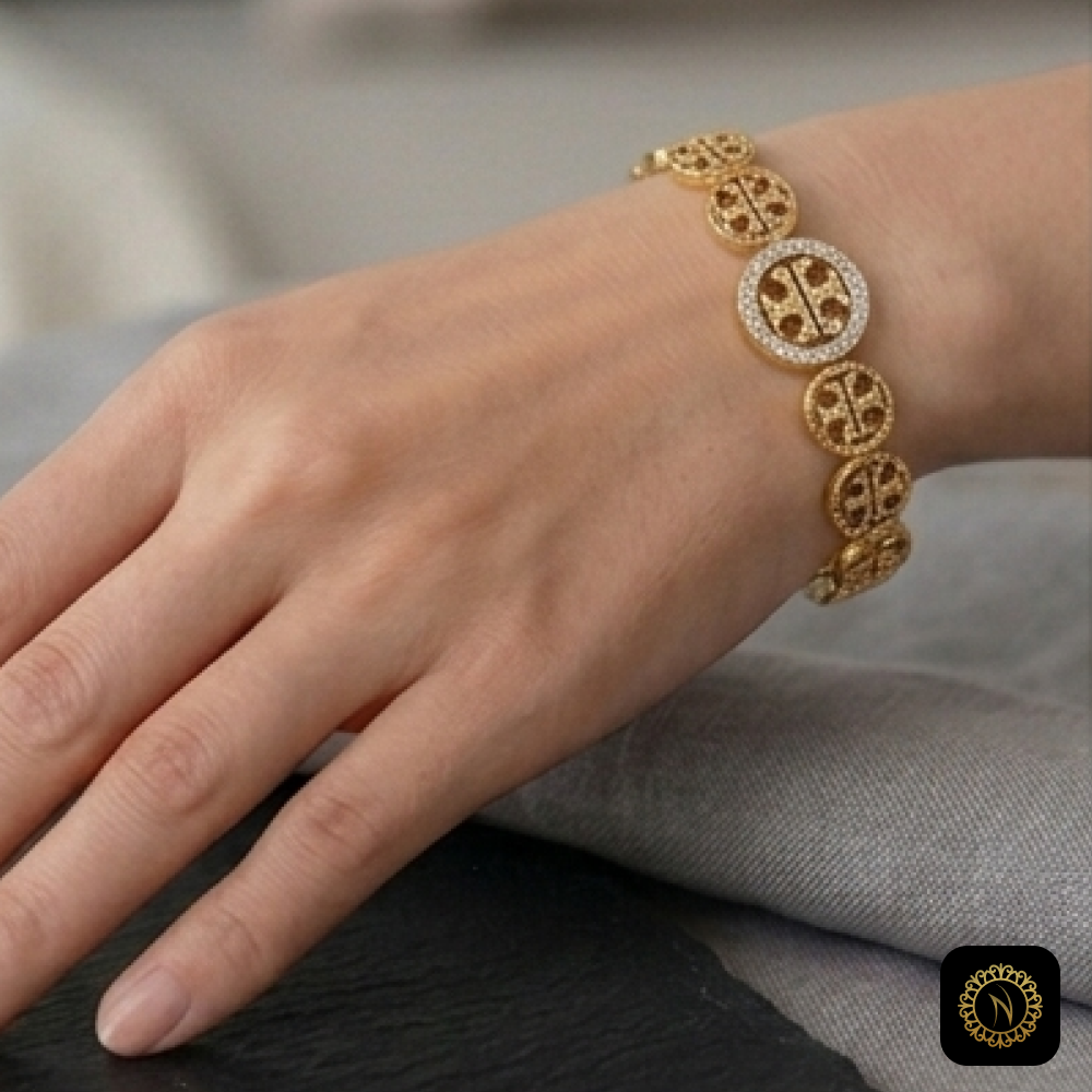 Medallion Bracelet with Crystal Halo