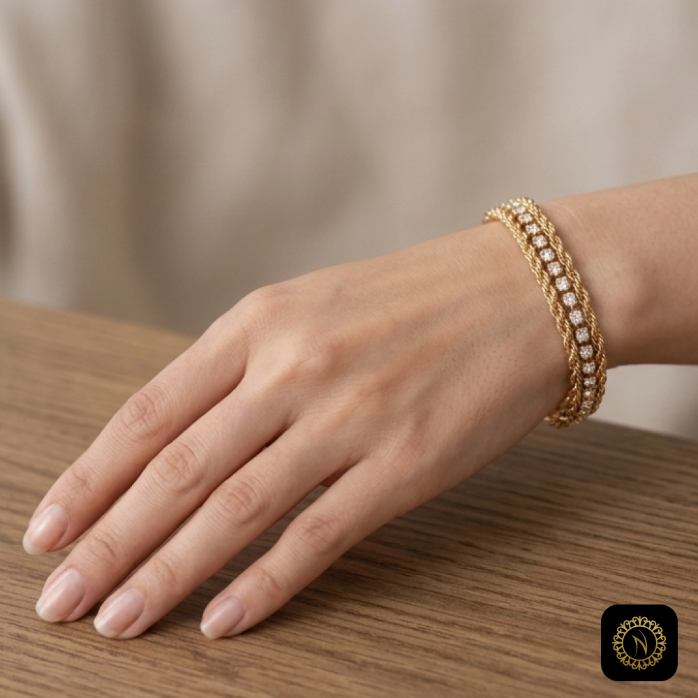 Luxe Layered Gold Rope Crystal Bracelet